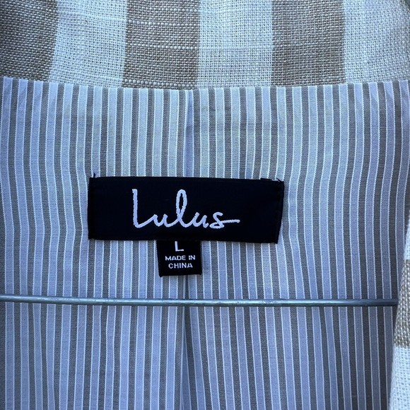 Lulu’s Vacation Signature Taupe and Ivory Striped Belted Moto Jacket Large NEW - Picture 6 of 14